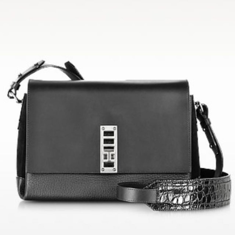 $1650 Proenza Schouler Black Leather Elliot Shoulder Crossbody Messenger Bag - Picture 1 of 13
